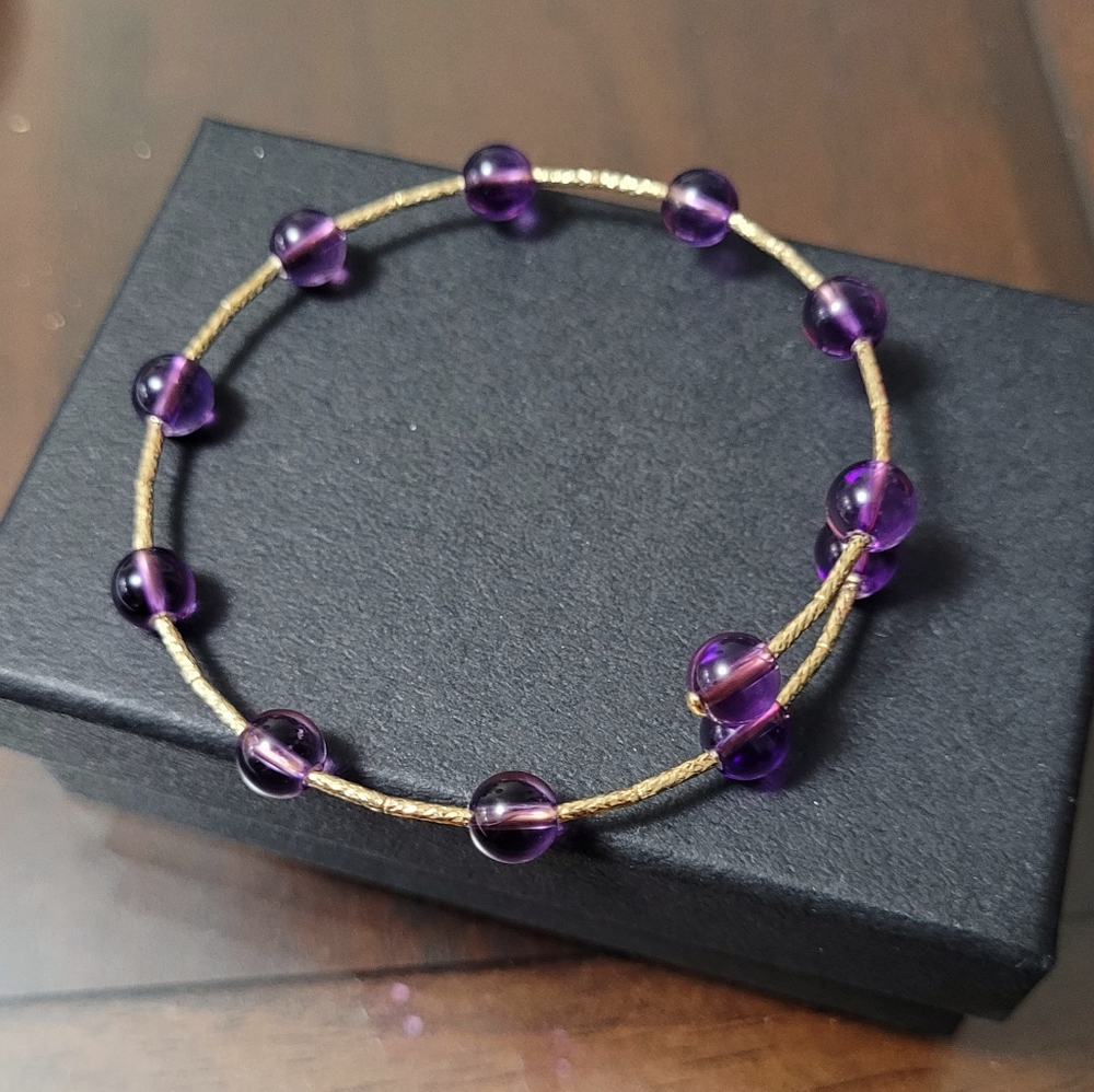 💎SOLD💎 18K Gold and Amethyst bangle